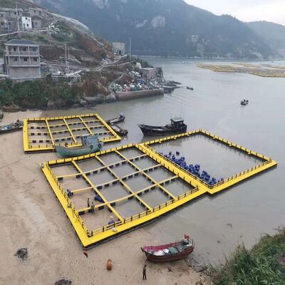 Eco Floating Platform Beside Culture Cages for Rural Water Tourism