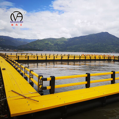 Connected HDPE Fish Cage Group With Floating Walkways, Marine Farming Raft Platform