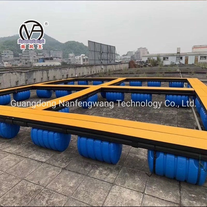 Square Pontoon Aquaculture Cage Green And Yellow With Floating Pipe 350mm
