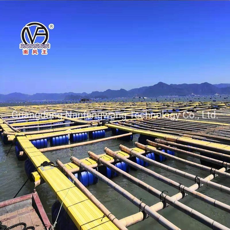 Square Pontoon Aquaculture Cage Green And Yellow With Floating Pipe 350mm