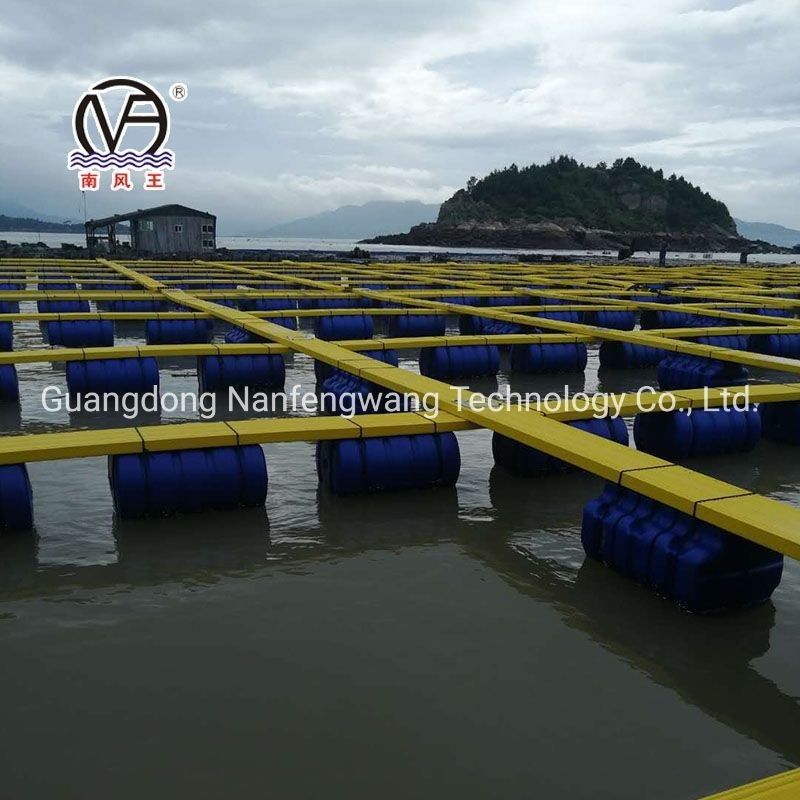 Square Pontoon Aquaculture Cage Green And Yellow With Floating Pipe 350mm