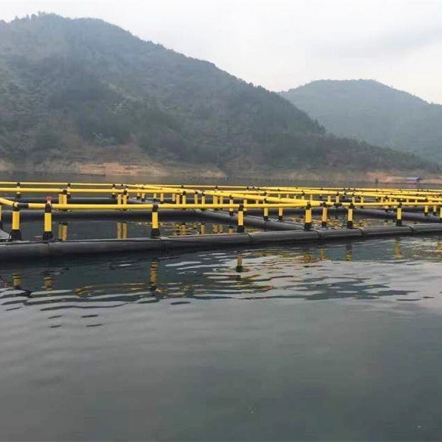 Semi Open Sea Anti Wind Fish Farming Net Cage In Green Or Yellow Color