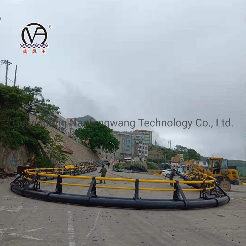 Efficiently Designed Black and Yellow Round Wind Wave Resistant Deep-Water Cage for HDPE Aquaculture