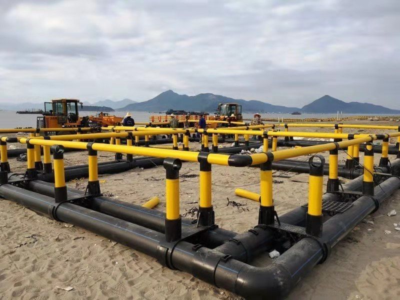 Square Aquaculture Fish Cage 6X6m Floating Pipe 200mm/500mm For Lake And River