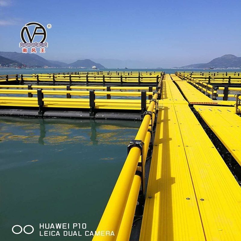 Deep Sea Aquaculture Leisure HDPE Fish Farming Cage Customized In Black And Yellow Color
