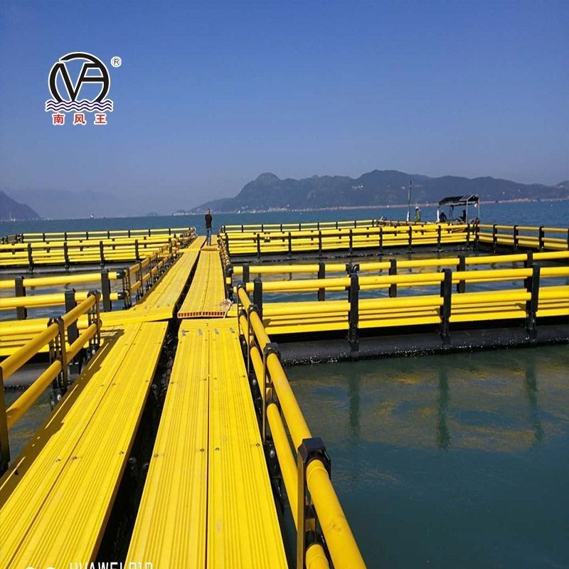 Deep Sea Aquaculture Leisure HDPE Fish Farming Cage Customized In Black And Yellow Color