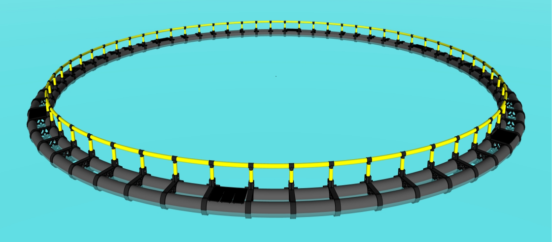 HDPE fish cage with a total circumference of 120 meters, equipped with sturdy 450 mm main floating pipes，excellent anti-aging and UV-resistant，,specially designed for offshore aquaculture