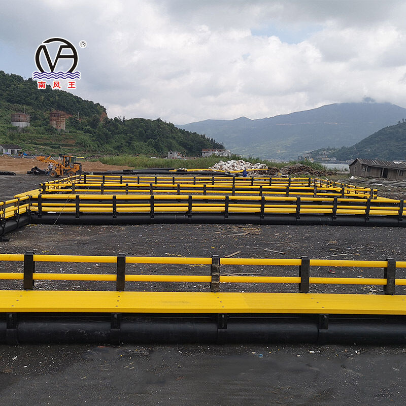 Connected HDPE Fish Cage Group With Floating Walkways, Marine Farming Raft Platform