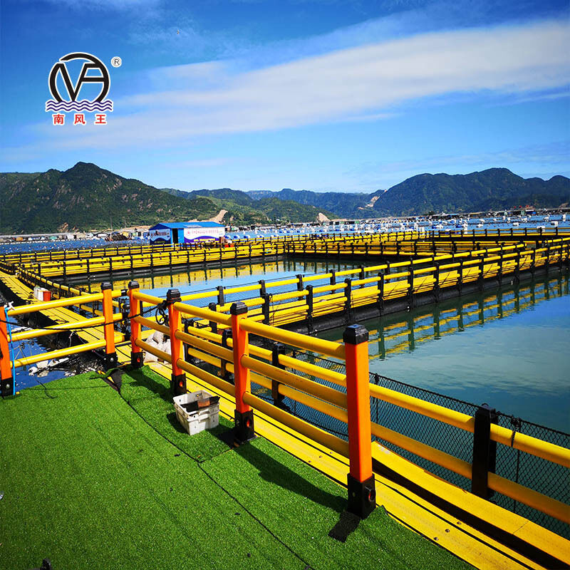 Connected HDPE Fish Cage Group With Floating Walkways, Marine Farming Raft Platform